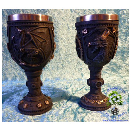 2 Calices dragon steampunk petit format