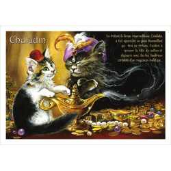 Chaladin, carte postale de chat de Séverine Pineaux, coll. Chats de la littérature
