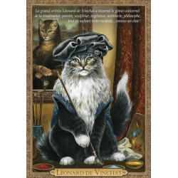 Carte postale de chat historique de Séverine Pineaux, Léonard de Vinchat - Histochats 2019.