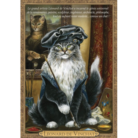 Carte postale de chat historique de Séverine Pineaux, Léonard de Vinchat - Histochats 2019.