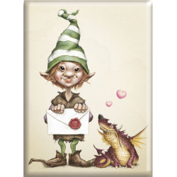 Lutin messager de Brucero, un aimant à frigo de la collection magnets féeriques