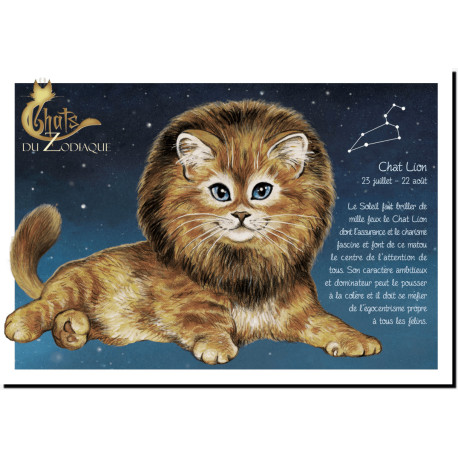 Carte postale Chat Lion de Séverine Pineaux – Chats du Zodiaque