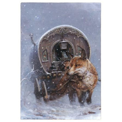 Lutin et le Renard Attelé, carte postale de Jean-Baptiste Monge