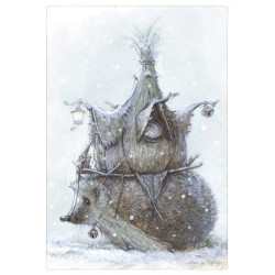 Carte Postale De Jean-Baptiste Monge, Hérisson Attelé à la Maison du Lutin