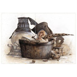 Carte Postale De Jean-Baptiste Monge, Écrivain dans son Bain